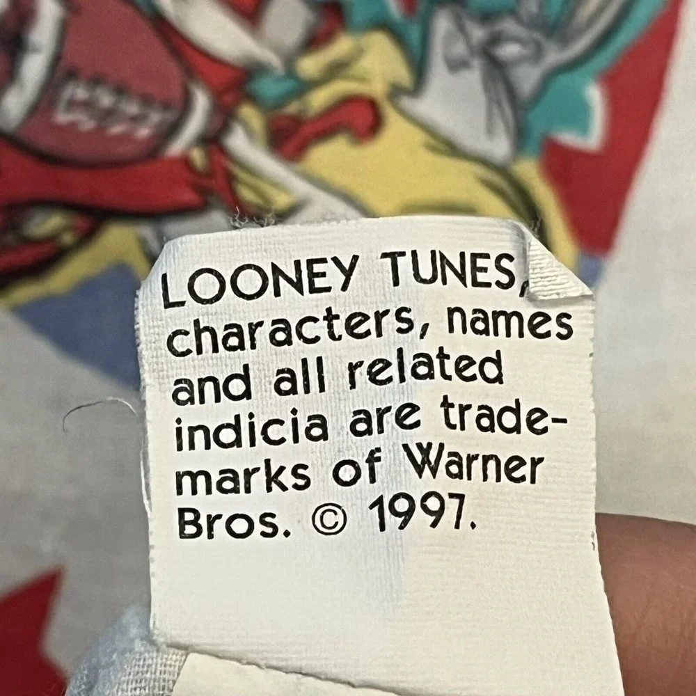 Vintage 1997 Warner Bros Looney Tunes Twin Fitted Sheet Bugs Bunny Taz Sports